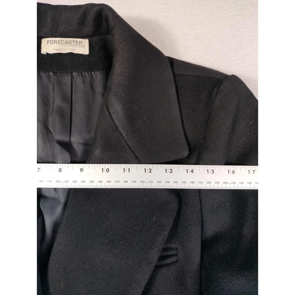 Vintage Forecaster Of Boston Coat Womens Large 11/12 Black Wool Long Overcoat